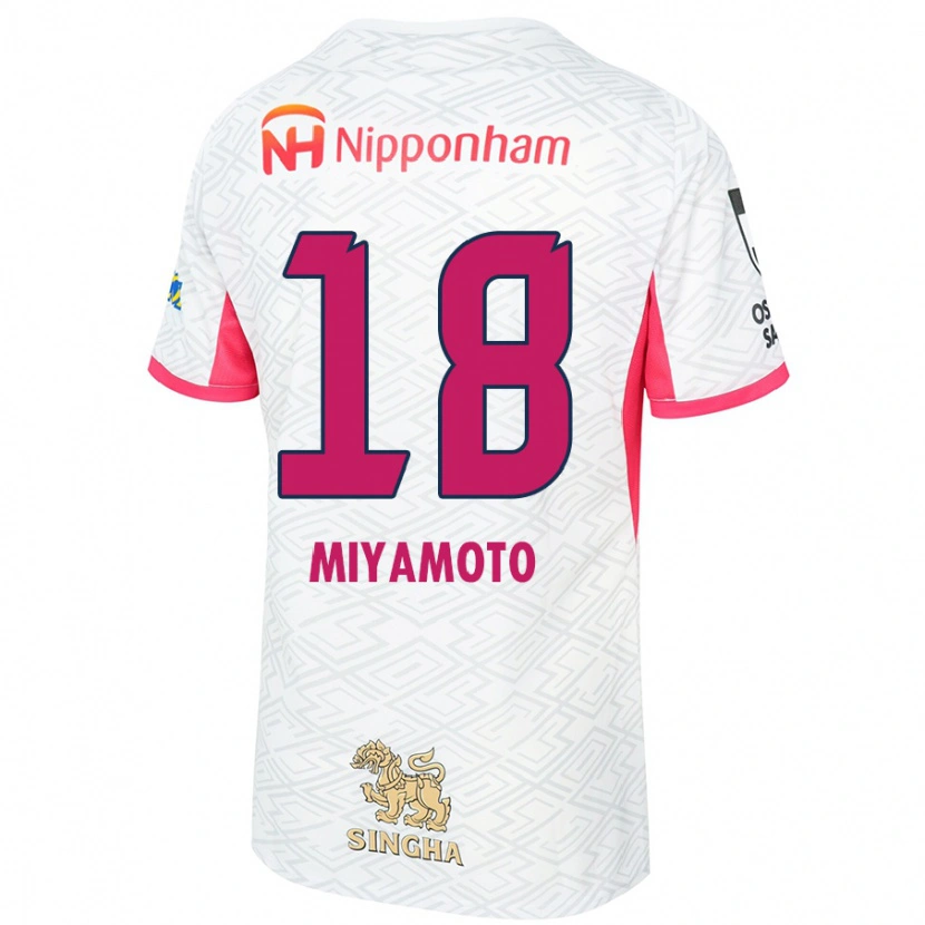 Danxen Mann Hikari Miyamoto #18 Hvit Sakura Rosa Bortetrøye Drakt Trøye 2025/26 Skjorter T-Skjorte