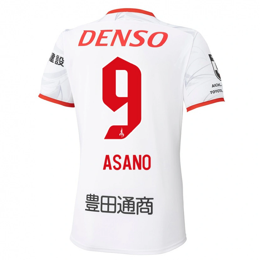 Danxen Mann Yuya Asano #9 Hvit Rød Bortetrøye Drakt Trøye 2025/26 Skjorter T-Skjorte