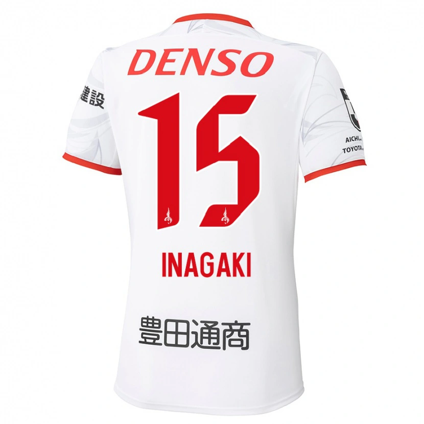 Danxen Mann Sho Inagaki #15 Hvit Rød Bortetrøye Drakt Trøye 2025/26 Skjorter T-Skjorte