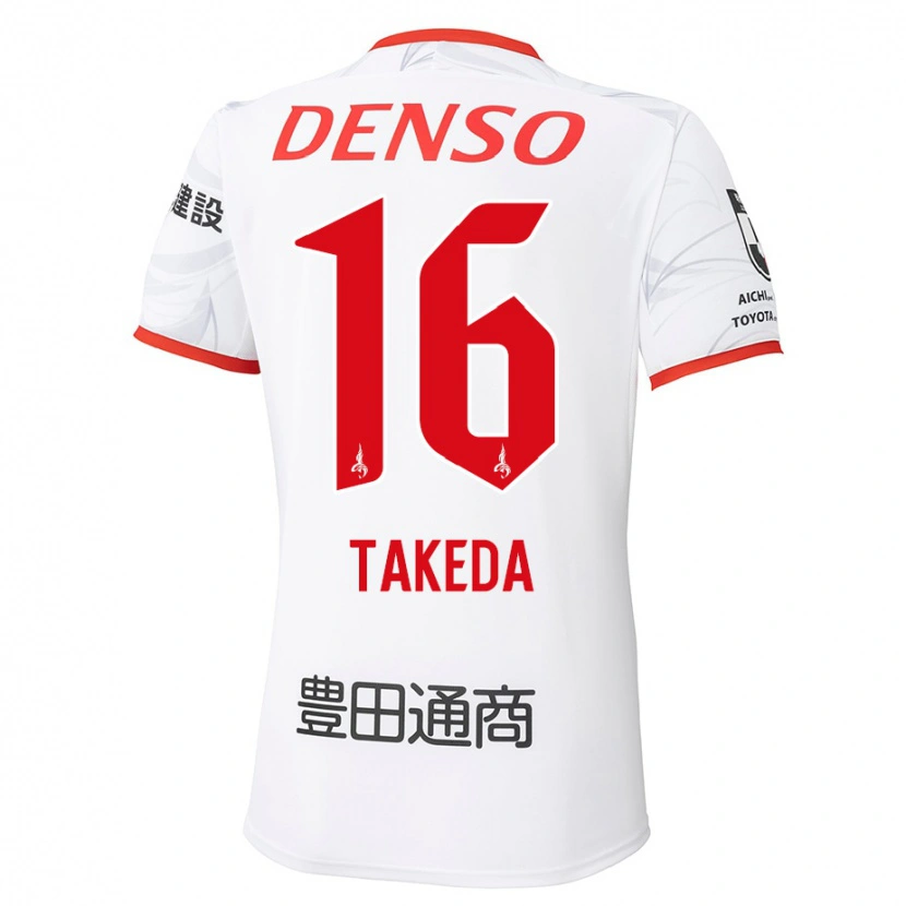 Danxen Mann Yohei Takeda #16 Hvit Rød Bortetrøye Drakt Trøye 2025/26 Skjorter T-Skjorte