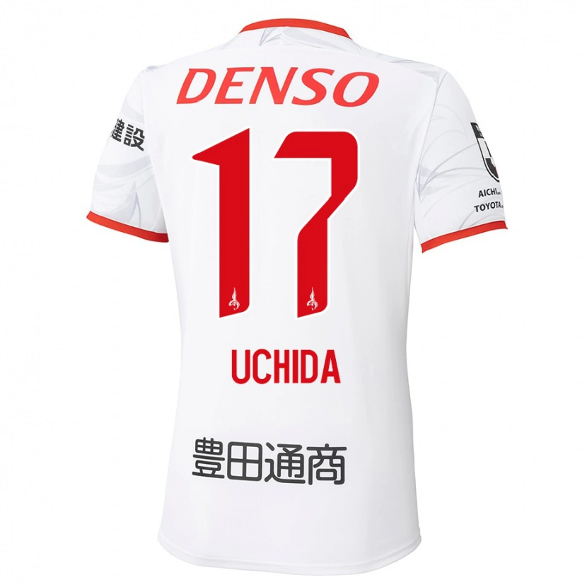 Danxen Mann Takuya Uchida #17 Hvit Rød Bortetrøye Drakt Trøye 2025/26 Skjorter T-Skjorte
