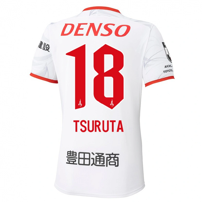 Danxen Mann Shu Tsuruta #18 Hvit Rød Bortetrøye Drakt Trøye 2025/26 Skjorter T-Skjorte