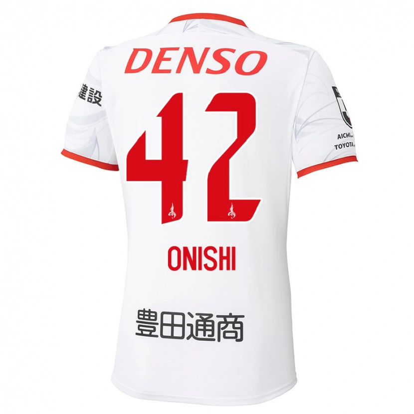 Danxen Mann Ritsu Onishi #42 Hvit Rød Bortetrøye Drakt Trøye 2025/26 Skjorter T-Skjorte