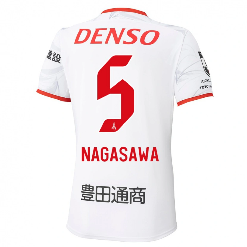 Danxen Mann Kazuki Nagasawa #5 Hvit Rød Bortetrøye Drakt Trøye 2025/26 Skjorter T-Skjorte
