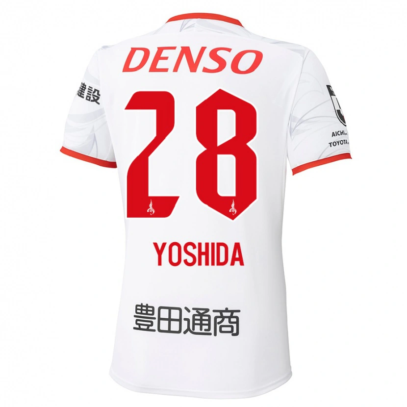 Danxen Mann Akira Yoshida #28 Hvit Rød Bortetrøye Drakt Trøye 2025/26 Skjorter T-Skjorte