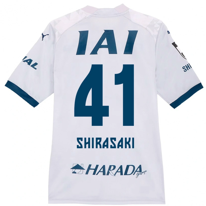 Danxen Mann Ryohei Shirasaki #41 Hvit Kongeblå Bortetrøye Drakt Trøye 2025/26 Skjorter T-Skjorte