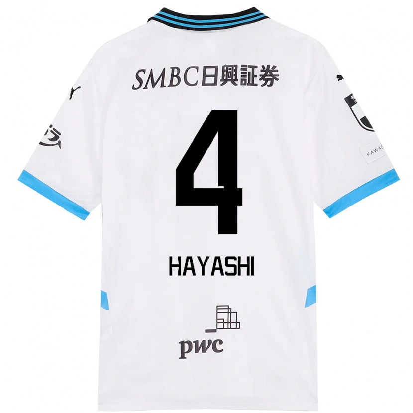 Danxen Mann Shunsuke Hayashi #4 Hvit Himmelsblå Bortetrøye Drakt Trøye 2025/26 Skjorter T-Skjorte