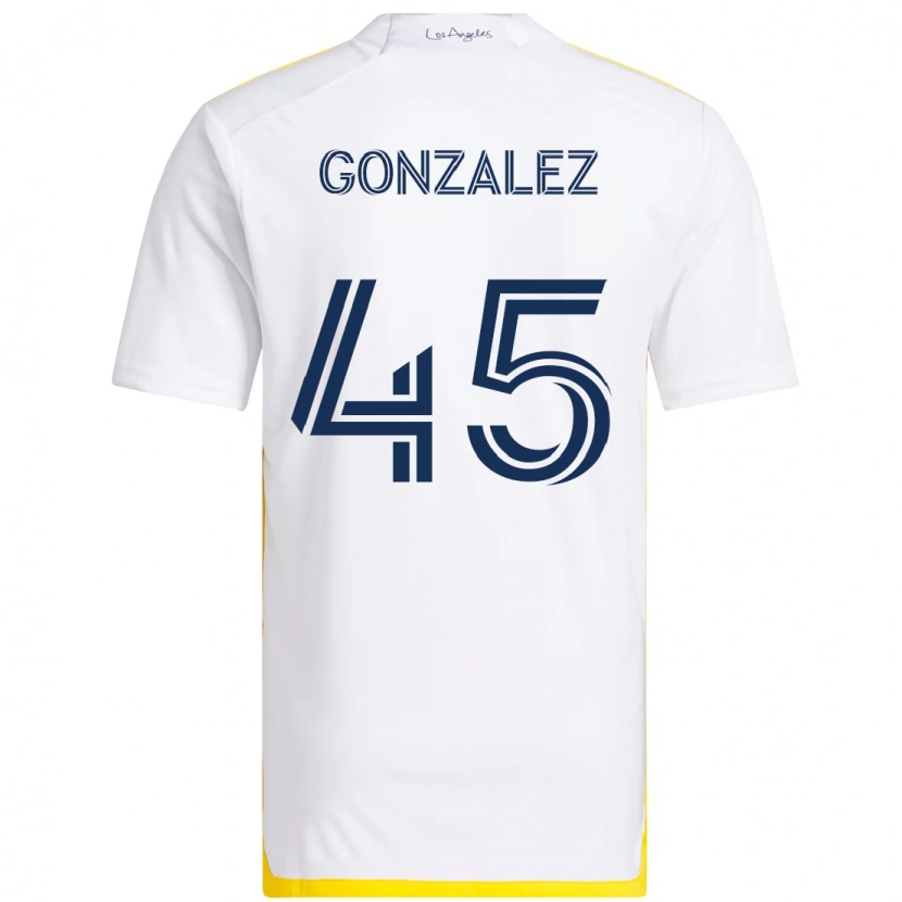 Danxen Dame Adrián González #45 Hvit Gul Hjemmetrøye Drakt Trøye 2025/26 Skjorter T-Skjorte