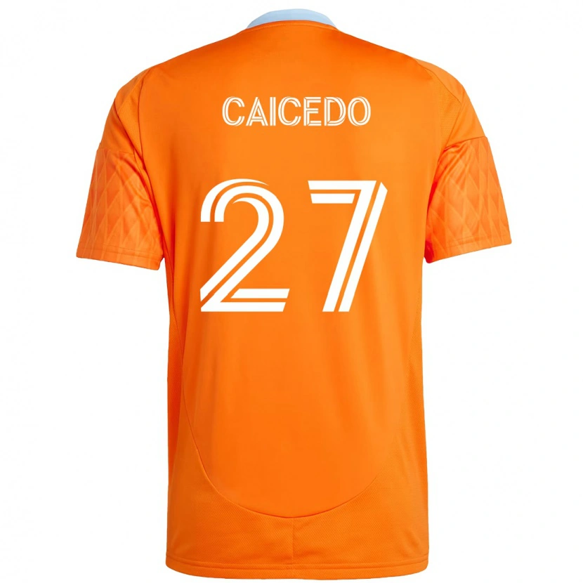 Danxen Dame Luis Caicedo #27 Oransje Hvit Hjemmetrøye Drakt Trøye 2025/26 Skjorter T-Skjorte