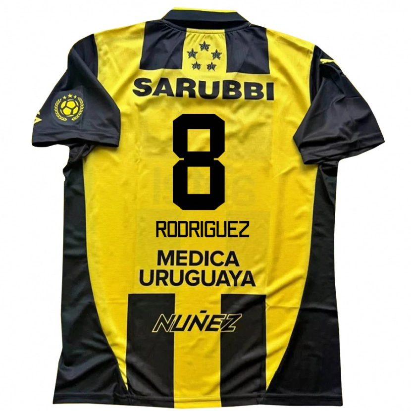 Danxen Dame Sebastián Rodríguez #8 Gul Svart Hjemmetrøye Drakt Trøye 2025/26 Skjorter T-Skjorte