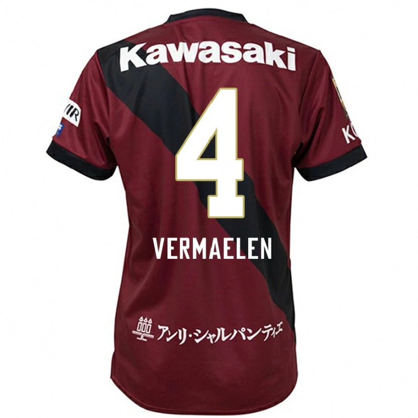 Danxen Dame Thomas Vermaelen #4 Burgunder Svart Hjemmetrøye Drakt Trøye 2025/26 Skjorter T-Skjorte
