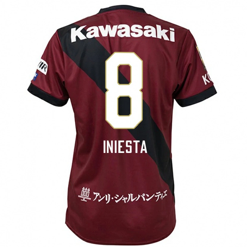 Danxen Dame Andres Iniesta #8 Burgunder Svart Hjemmetrøye Drakt Trøye 2025/26 Skjorter T-Skjorte