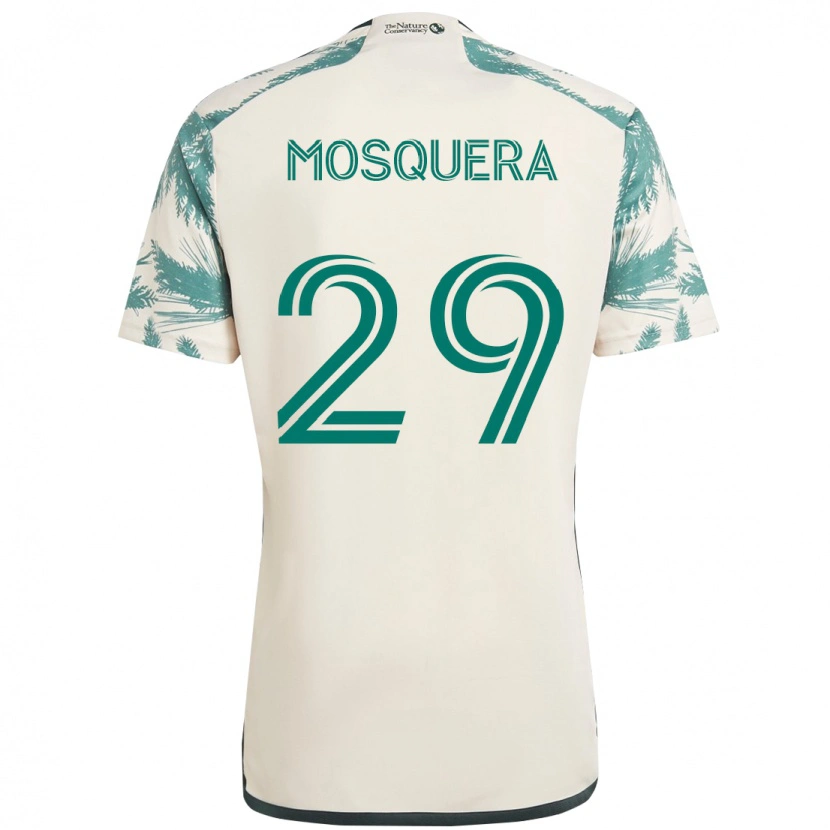 Danxen Dame Juan Mosquera #29 Beige Grønn Bortetrøye Drakt Trøye 2025/26 Skjorter T-Skjorte