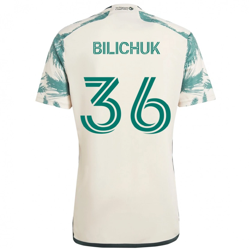 Danxen Dame Ryan Bilichuk #36 Beige Grønn Bortetrøye Drakt Trøye 2025/26 Skjorter T-Skjorte