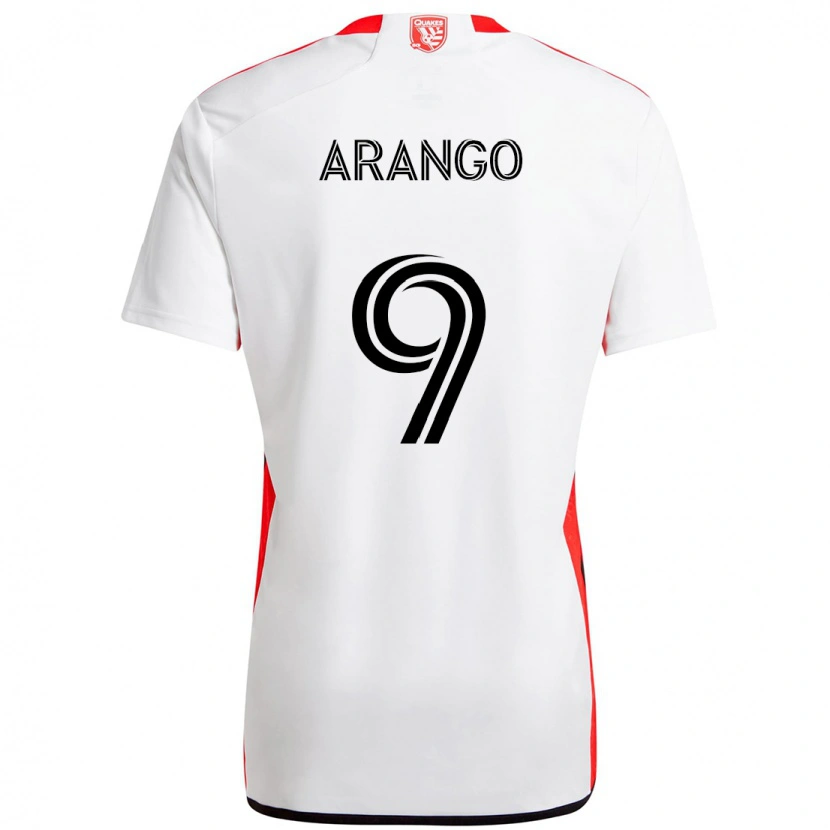 Danxen Dame Cristian Arango #9 Hvit Rød Bortetrøye Drakt Trøye 2025/26 Skjorter T-Skjorte