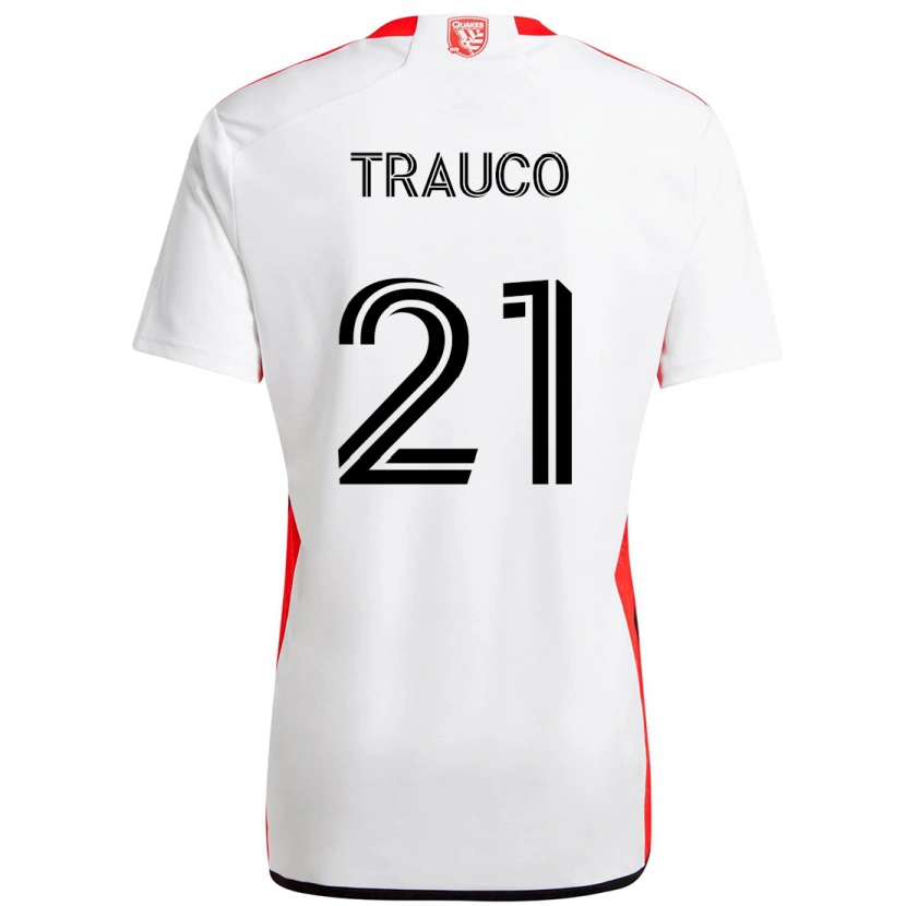 Danxen Dame Miguel Trauco #21 Hvit Rød Bortetrøye Drakt Trøye 2025/26 Skjorter T-Skjorte