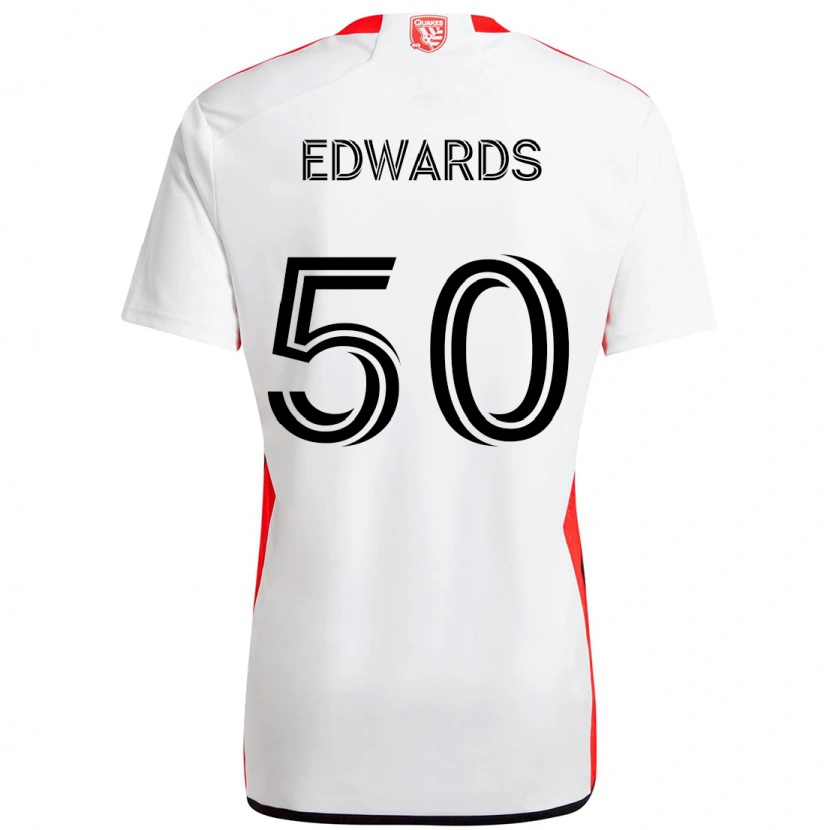 Danxen Dame Aaron Edwards #50 Hvit Rød Bortetrøye Drakt Trøye 2025/26 Skjorter T-Skjorte