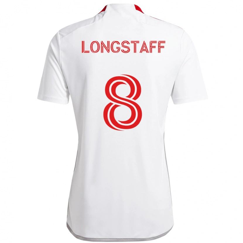 Danxen Dame Matty Longstaff #8 Hvit Rød Bortetrøye Drakt Trøye 2025/26 Skjorter T-Skjorte