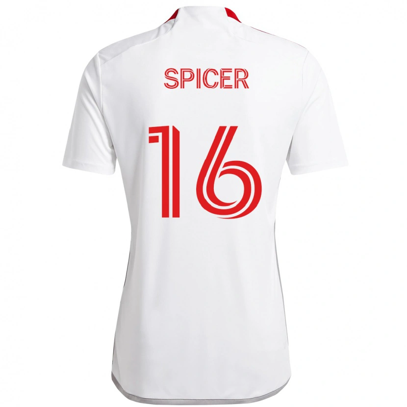 Danxen Dame Tyrese Spicer #16 Hvit Rød Bortetrøye Drakt Trøye 2025/26 Skjorter T-Skjorte