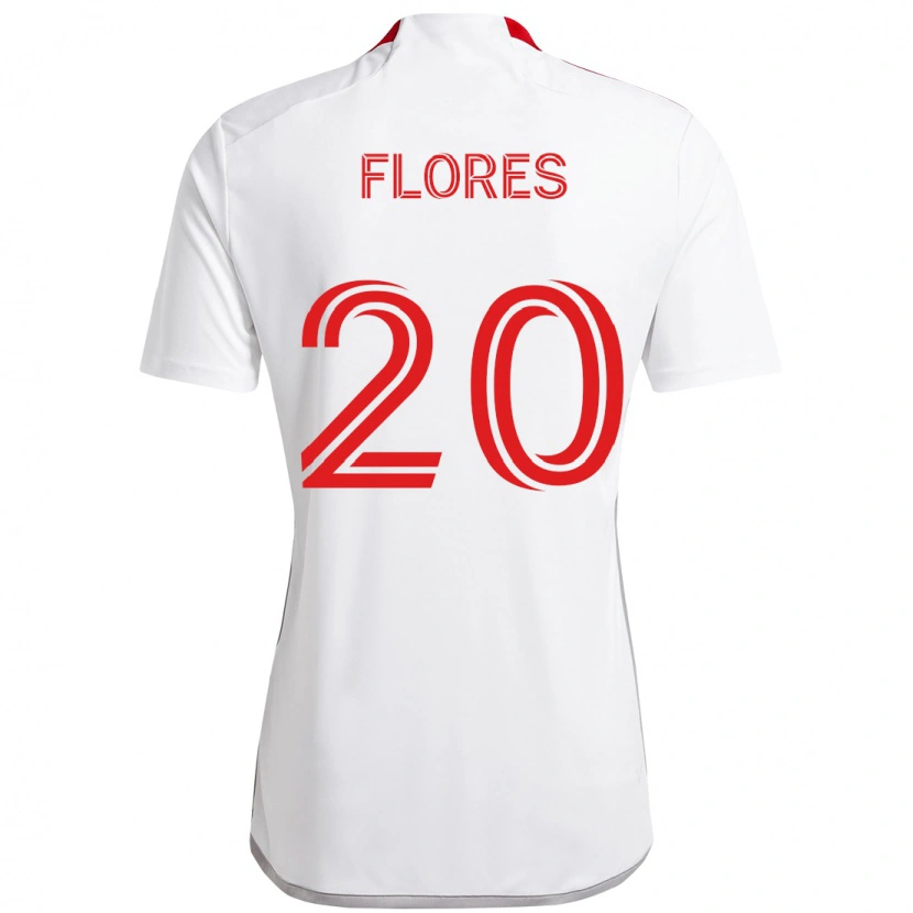 Danxen Dame Deybi Flores #20 Hvit Rød Bortetrøye Drakt Trøye 2025/26 Skjorter T-Skjorte