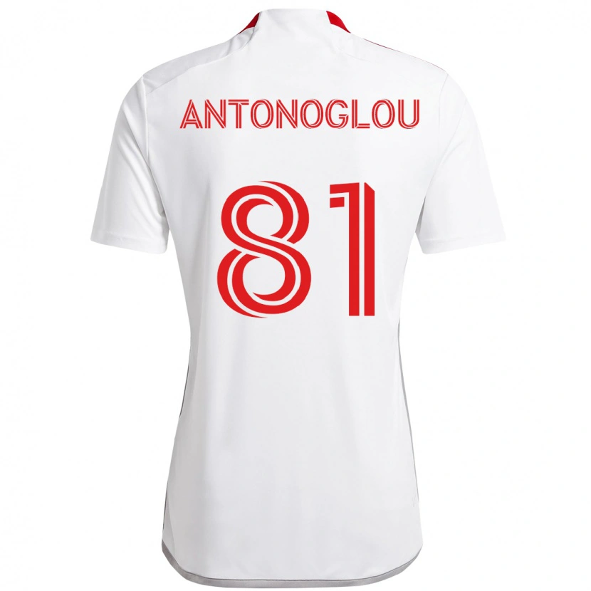 Danxen Dame Themi Antonoglou #81 Hvit Rød Bortetrøye Drakt Trøye 2025/26 Skjorter T-Skjorte