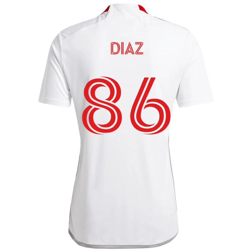 Danxen Dame Alec Díaz #86 Hvit Rød Bortetrøye Drakt Trøye 2025/26 Skjorter T-Skjorte