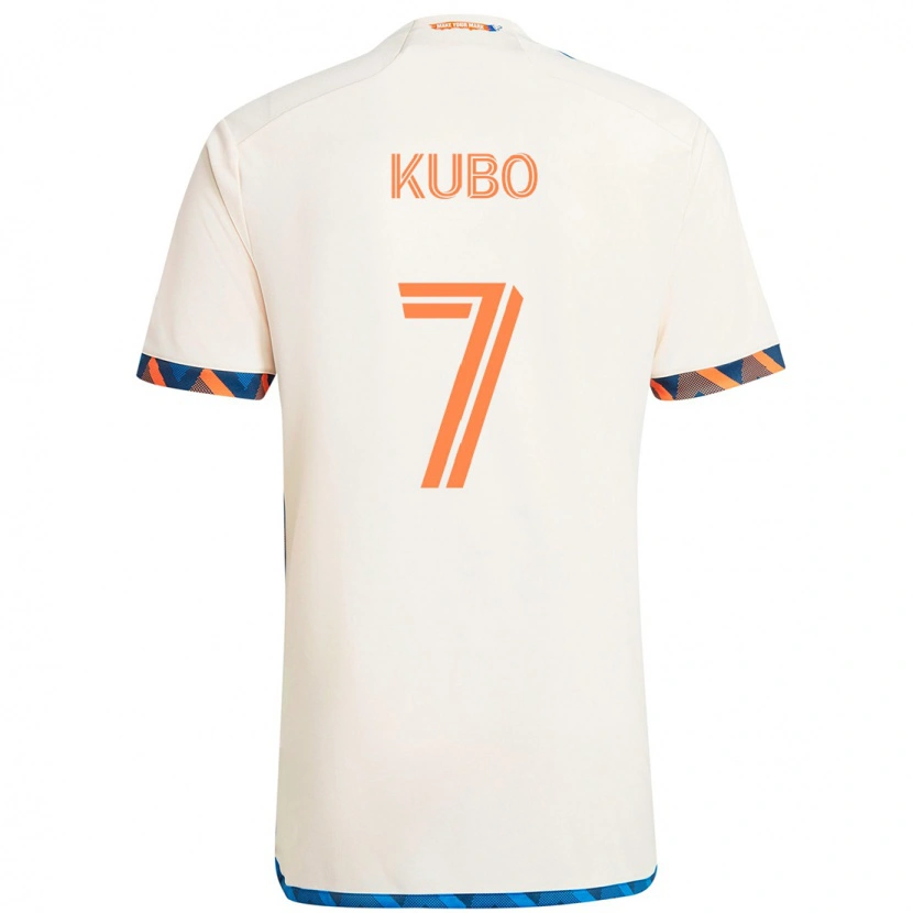 Danxen Dame Yuya Kubo #7 Hvit Blå Oransje Bortetrøye Drakt Trøye 2025/26 Skjorter T-Skjorte