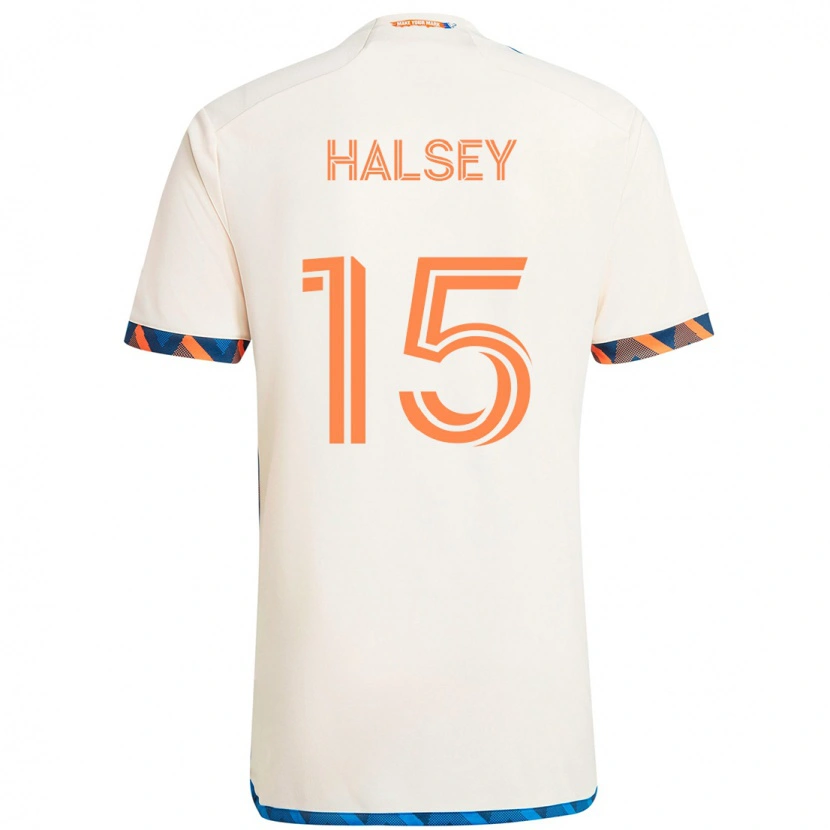 Danxen Dame Bret Halsey #15 Hvit Blå Oransje Bortetrøye Drakt Trøye 2025/26 Skjorter T-Skjorte