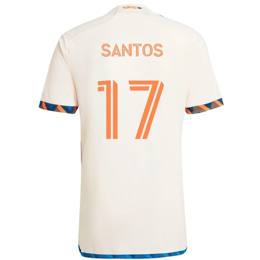 Danxen Dame Sergio Santos #17 Hvit Blå Oransje Bortetrøye Drakt Trøye 2025/26 Skjorter T-Skjorte