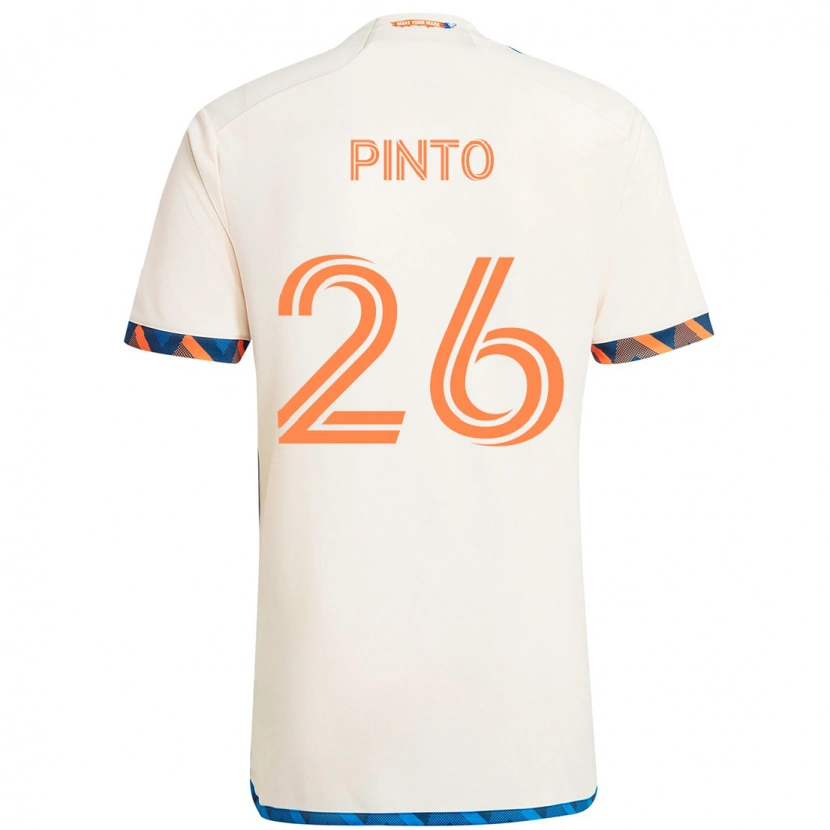 Danxen Dame Malik Pinto #26 Hvit Blå Oransje Bortetrøye Drakt Trøye 2025/26 Skjorter T-Skjorte