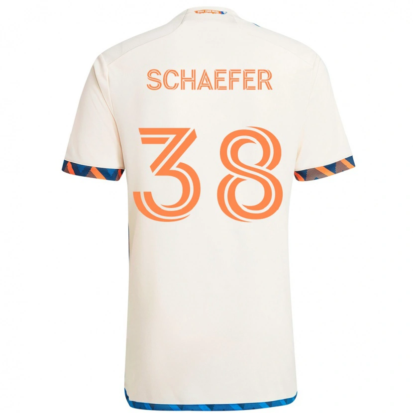 Danxen Dame Brian Schaefer #38 Hvit Blå Oransje Bortetrøye Drakt Trøye 2025/26 Skjorter T-Skjorte