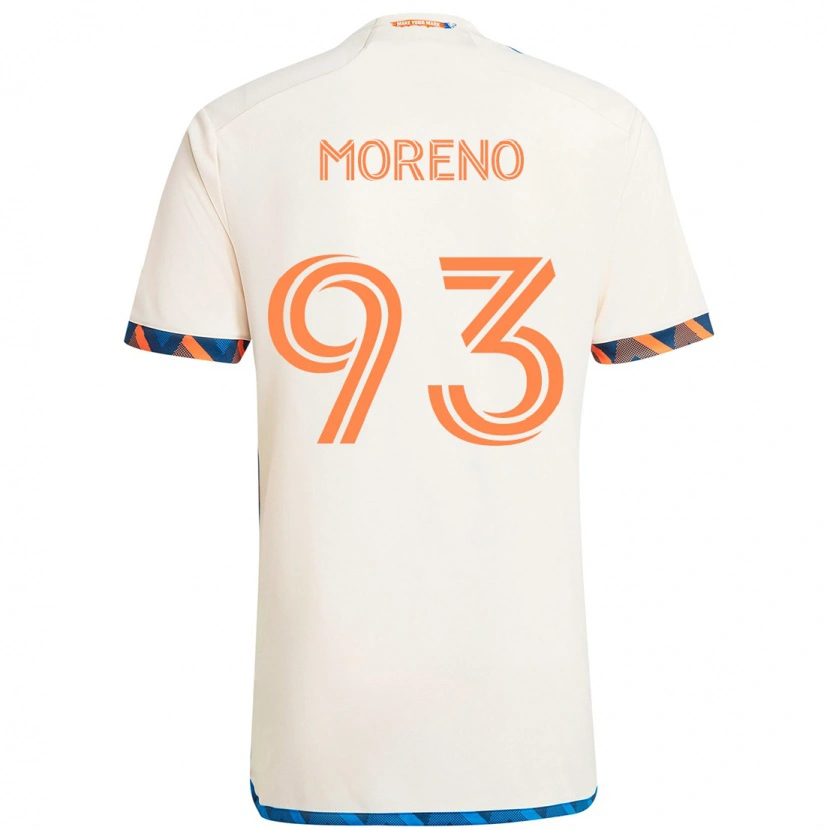 Danxen Dame Júnior Moreno #93 Hvit Blå Oransje Bortetrøye Drakt Trøye 2025/26 Skjorter T-Skjorte
