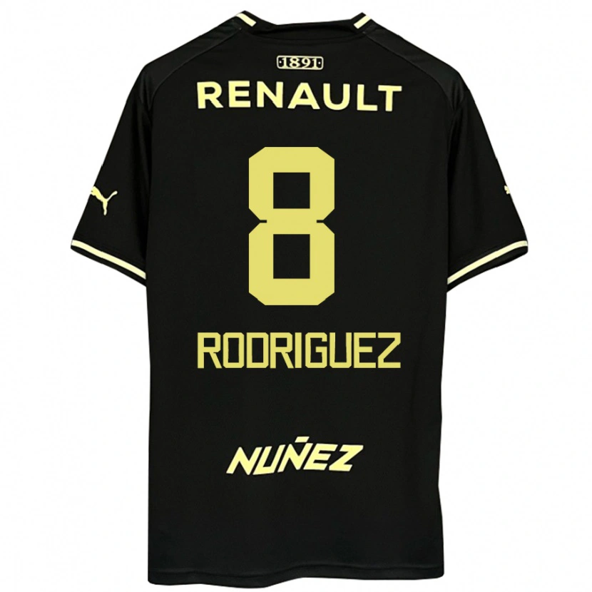 Danxen Dame Sebastián Rodríguez #8 Svart Gul Bortetrøye Drakt Trøye 2025/26 Skjorter T-Skjorte