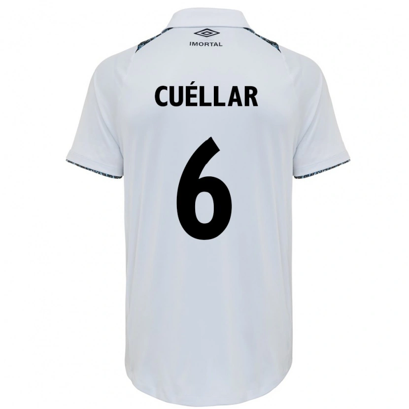 Danxen Dame Gustavo Cuéllar #6 Hvit Blå Bortetrøye Drakt Trøye 2025/26 Skjorter T-Skjorte