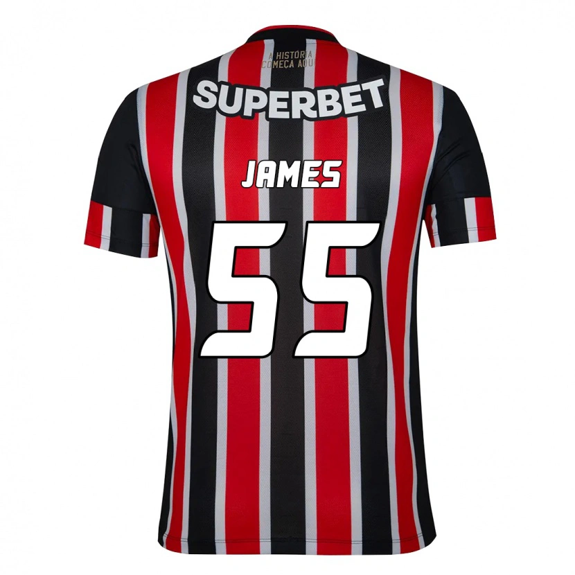 Danxen Dame James Rodriguez #55 Svart Rød Bortetrøye Drakt Trøye 2025/26 Skjorter T-Skjorte