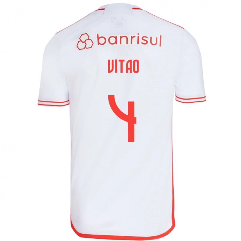 Danxen Dame Vitão #4 Hvit Rød Bortetrøye Drakt Trøye 2025/26 Skjorter T-Skjorte