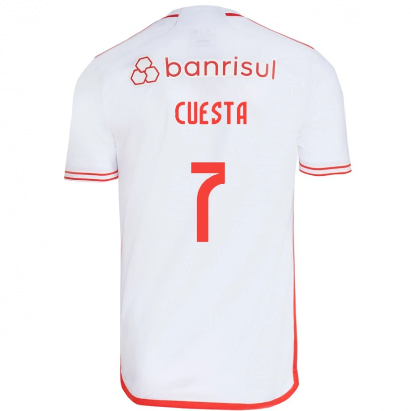 Danxen Dame Juan Manuel Cuesta #7 Hvit Rød Bortetrøye Drakt Trøye 2025/26 Skjorter T-Skjorte