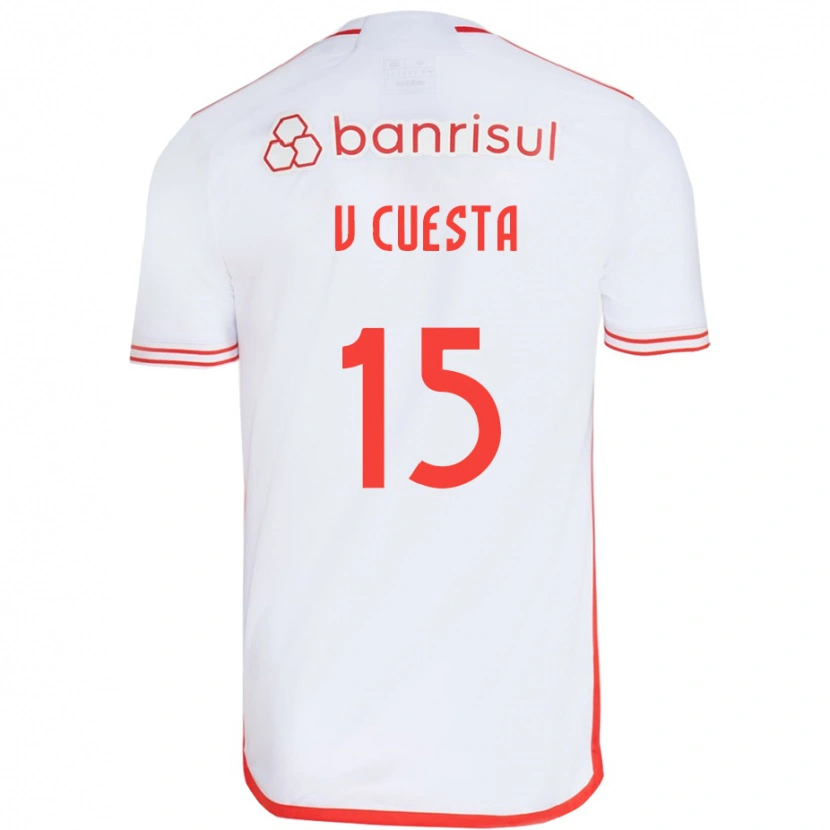 Danxen Dame Victor Cuesta #15 Hvit Rød Bortetrøye Drakt Trøye 2025/26 Skjorter T-Skjorte