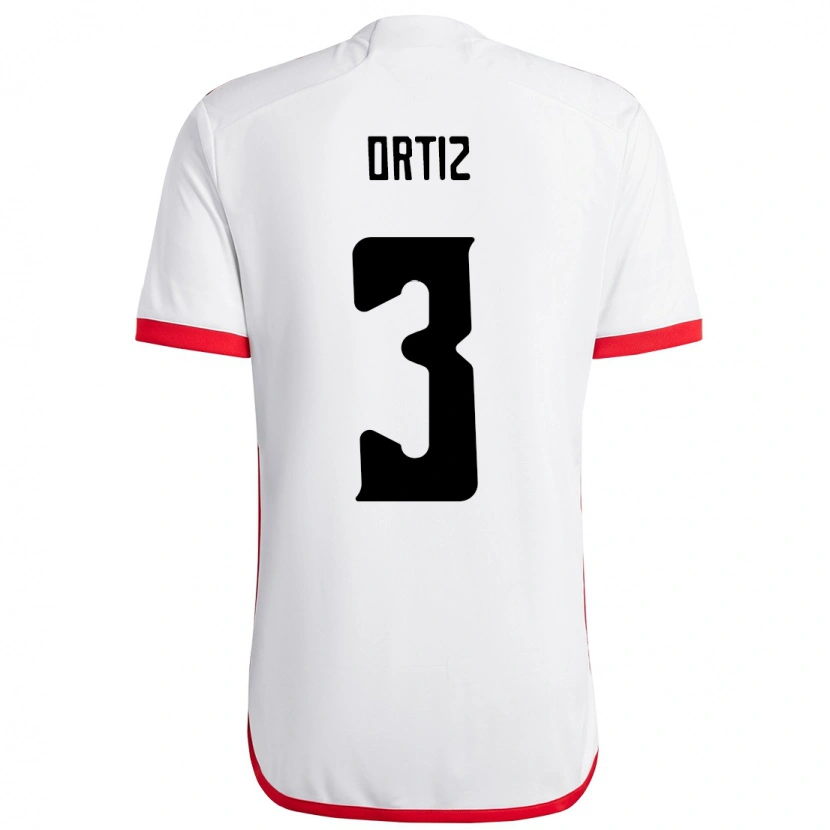 Danxen Dame Léo Ortiz #3 Hvit Rød Bortetrøye Drakt Trøye 2025/26 Skjorter T-Skjorte