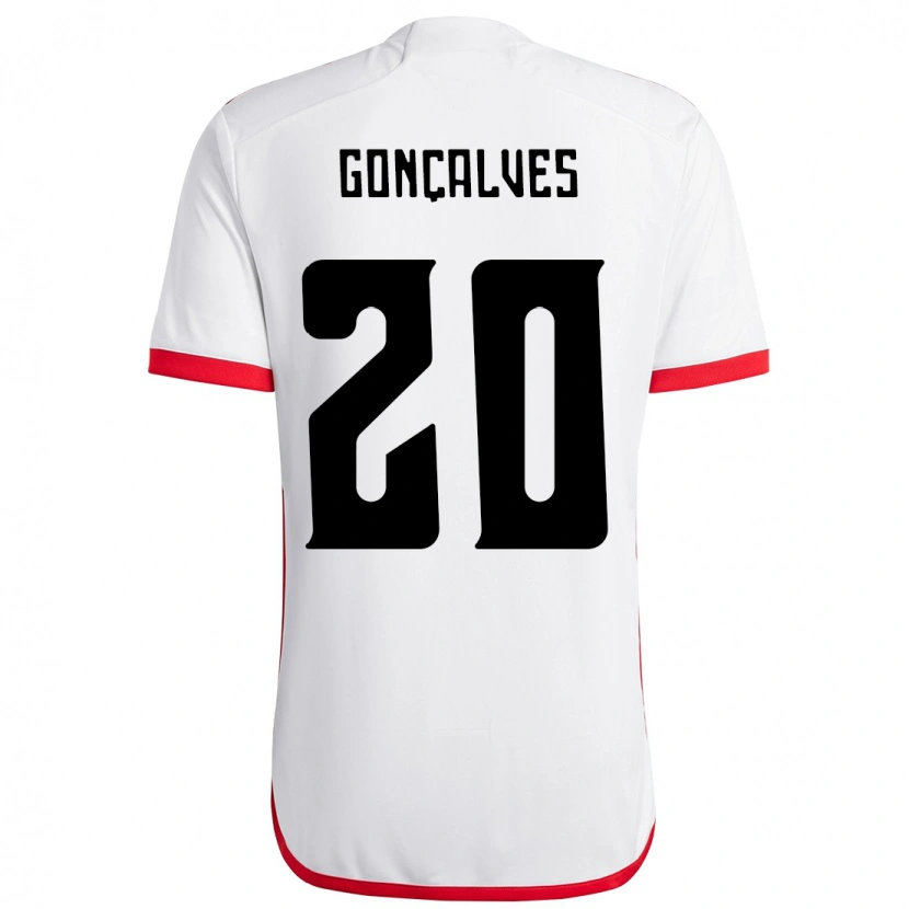 Danxen Dame Matheus Gonçalves #20 Hvit Rød Bortetrøye Drakt Trøye 2025/26 Skjorter T-Skjorte