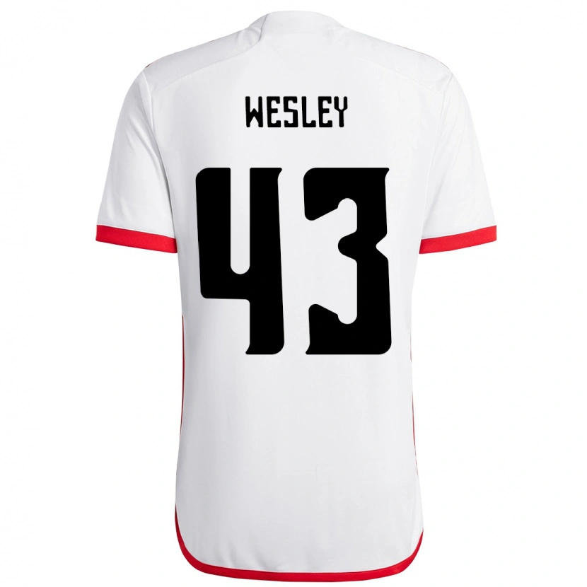 Danxen Dame Wesley #43 Hvit Rød Bortetrøye Drakt Trøye 2025/26 Skjorter T-Skjorte