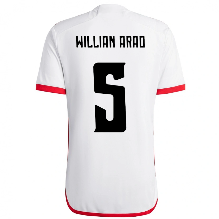 Danxen Dame Willian Arao #5 Hvit Rød Bortetrøye Drakt Trøye 2025/26 Skjorter T-Skjorte