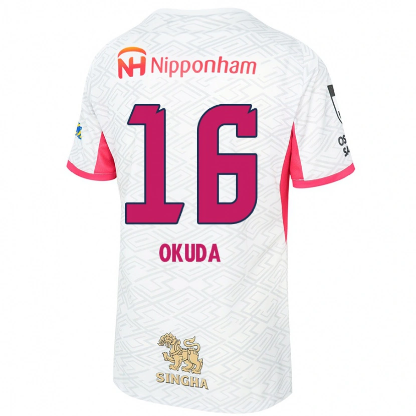 Danxen Dame Hayato Okuda #16 Hvit Sakura Rosa Bortetrøye Drakt Trøye 2025/26 Skjorter T-Skjorte