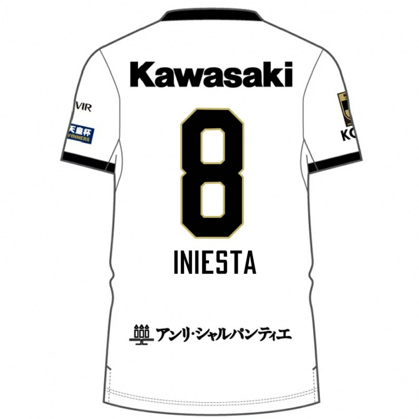 Danxen Dame Andres Iniesta #8 Hvit Svart Bortetrøye Drakt Trøye 2025/26 Skjorter T-Skjorte