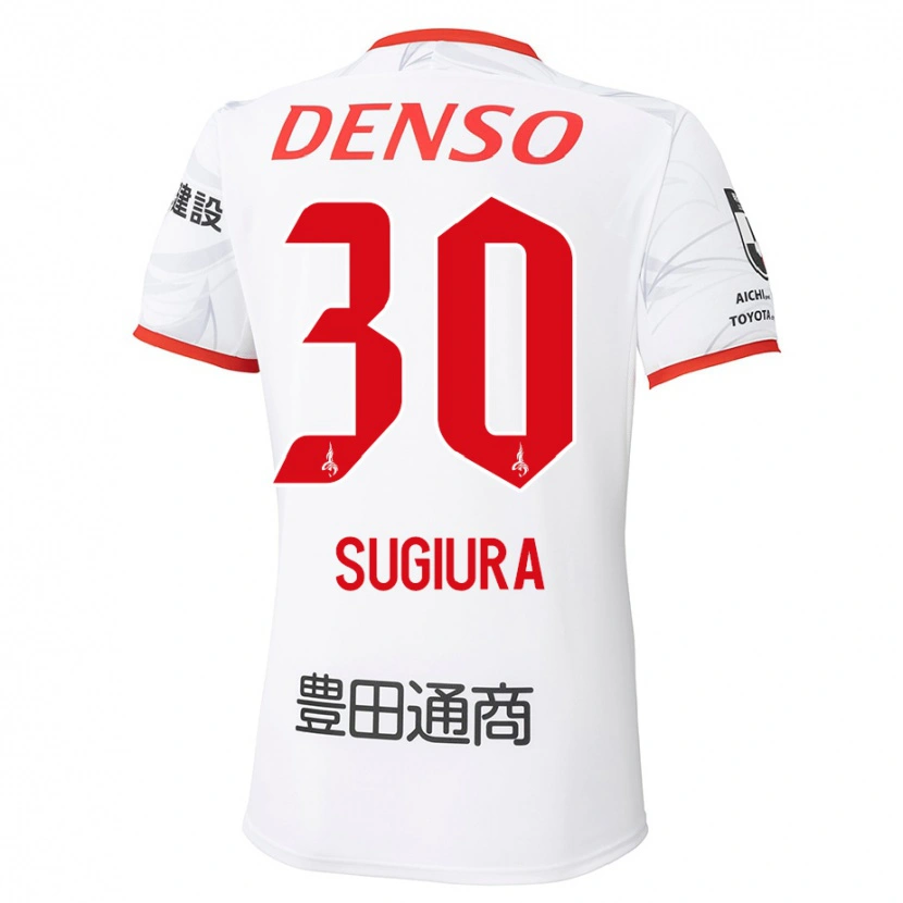 Danxen Dame Shungo Sugiura #30 Hvit Rød Bortetrøye Drakt Trøye 2025/26 Skjorter T-Skjorte