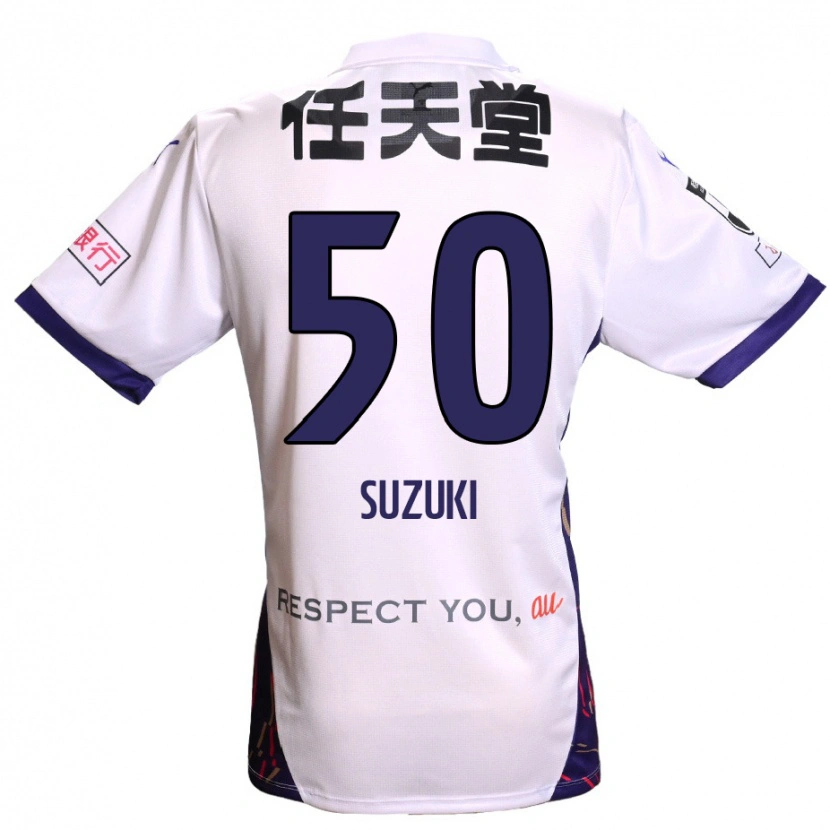 Danxen Dame Yoshinori Suzuki #50 Hvit Lilla Svart Bortetrøye Drakt Trøye 2025/26 Skjorter T-Skjorte