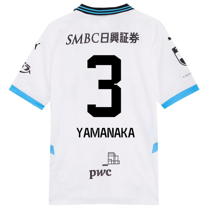 Danxen Dame Daiki Yamanaka #3 Hvit Himmelsblå Bortetrøye Drakt Trøye 2025/26 Skjorter T-Skjorte