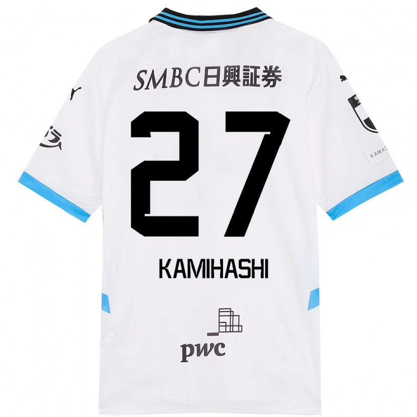 Danxen Dame Ryota Kamihashi #27 Hvit Himmelsblå Bortetrøye Drakt Trøye 2025/26 Skjorter T-Skjorte