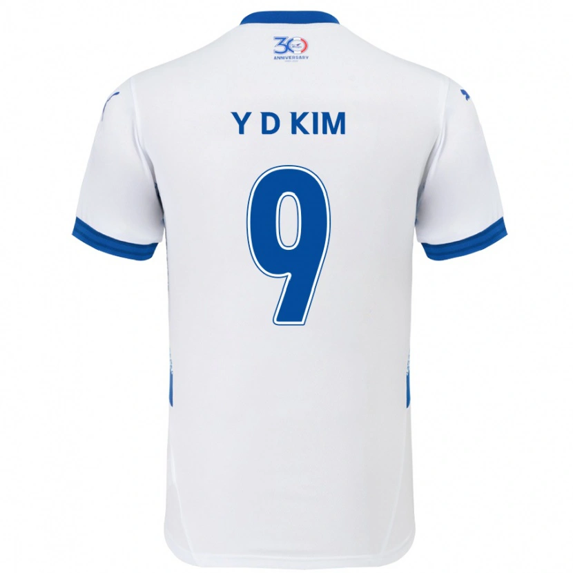 Danxen Dame Dong-Yeon Kim #9 Hvit Kongeblå Bortetrøye Drakt Trøye 2025/26 Skjorter T-Skjorte