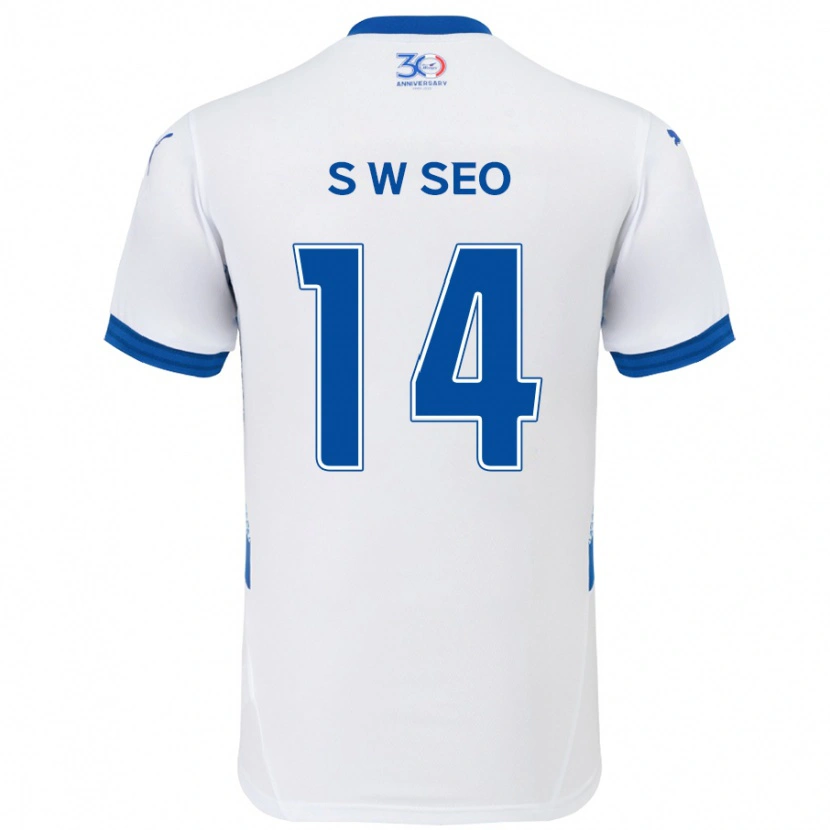 Danxen Dame Woo-Seong Seo #14 Hvit Kongeblå Bortetrøye Drakt Trøye 2025/26 Skjorter T-Skjorte